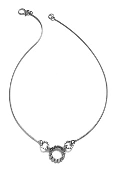 ZIZIA $185-sterling silver necklace with three blossoms (15 1/2" snake chain)